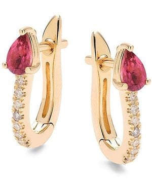 Saks Fifth Avenue 14K, Tourmaline & Diamond Huggie Earrings - Pink