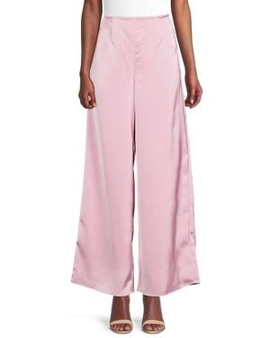 Hervé Léger High Waist Wide Leg Satin Trousers - Pink