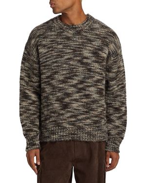 FRAME Textured Tweed Crewneck Jumper - Grey