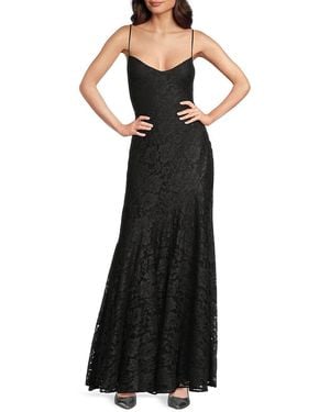 Monique Lhuillier Melina Sleeveless Lace Gown - Black