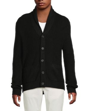 Saks Fifth Avenue Merino Ribbed Shawl Collar Wool-Blend Cardigan - Blue