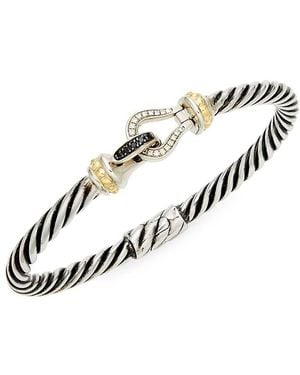 Effy Sterling Silver, 18k Yellow Gold, Black Diamond & White Diamond Bracelet - Metallic