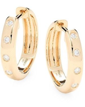 Effy Diamond-Studded 14K Gold Huggie Earrings - White