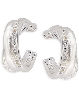 Judith Ripka Sterling & Topaz Huggie Hoop Earrings - Metallic