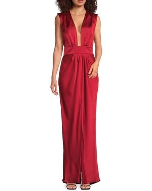 Ramy Brook Quinn Plunge-Neck Gown - Red