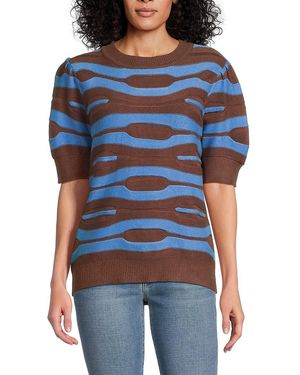 AREA STARS Lara Jacquard Knit Short-Sleeve Jumper - Blue