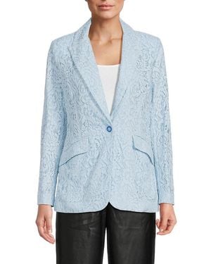 Robert Graham Penelope Lace Peak Lapel Blazer - Blue