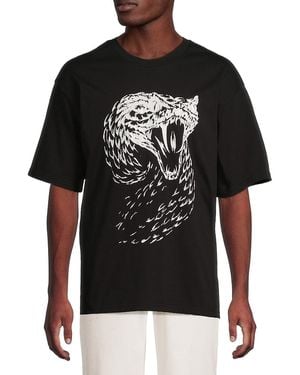 RTA Graphic Drop Shoulder Cotton T-Shirt - Black