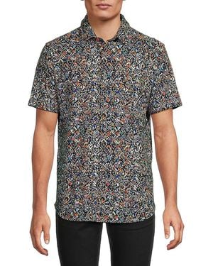 Robert Graham Printed Stretch-Cotton Shirt - Gray