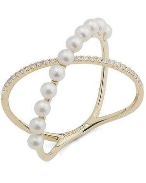 Saks Fifth Avenue 14K, Freshwater Pearl & 0.08 Tcw Diamond Ring - White