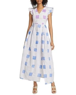 Busayo Ajala Hand-Printed Cotton Maxi Dress - Blue