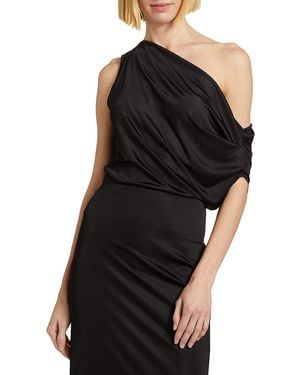 Alejandra Alonso Rojas Draped One-Shoulder Top - Black