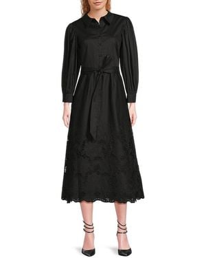 Mikael Aghal Lace-Trim Midi Shirtdress - Black