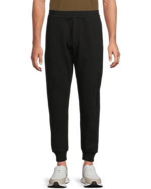 McQueen Graffiti Print Cotton Sweatpants - Black