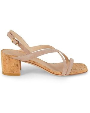 Stuart Weitzman Oasis 50Mm Suede Block Heel Sandals - Multicolor