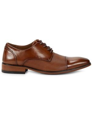 Guess Shelly Cap Toe Textured Derby Shoes - Brown