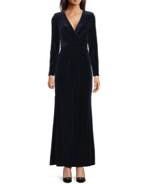 Eliza J Wrap Velvet Gown - Black