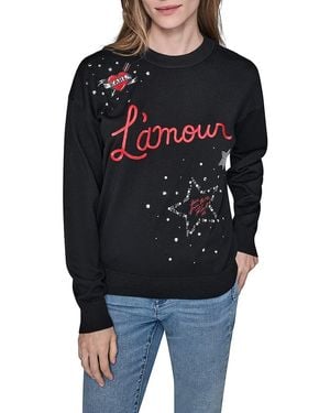 Karl Lagerfeld Gifting Amour Embellished Sweater - Black