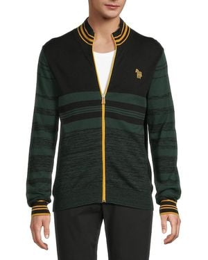 Paul Smith Tipped Wool Zip Cardigan - Green