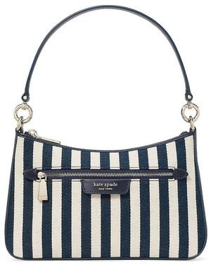 Kate Spade Hudson Striped Canvas & Leather Crossbody Bag - White