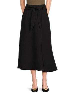 DKNY Tie-Waist A-Line Midi-Skirt - Black