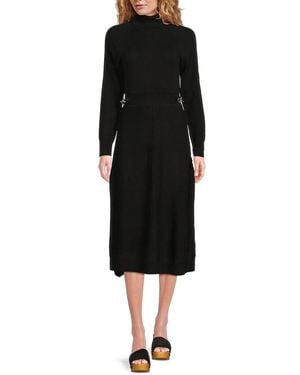 10 Crosby Derek Lam Becky Turtle Neck Wool Midi-Dress - Black
