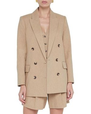 L'Agence Aimee Double-breasted Blazer - Natural