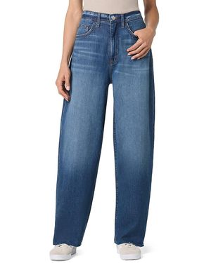 Hudson Jeans Raw-Edge Whiskered Barrel Leg Jeans - Blue