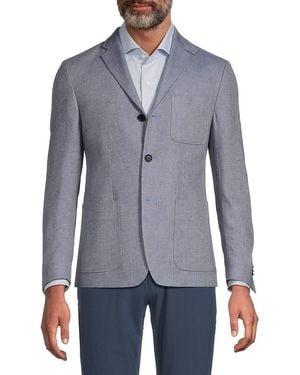 Kenneth Cole Solid Linen-Blend Two-Button Sport Coat - Blue