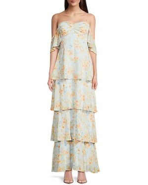 Lulus Charming Passion Floral Off-Shoulder Maxi Dress - Multicolour