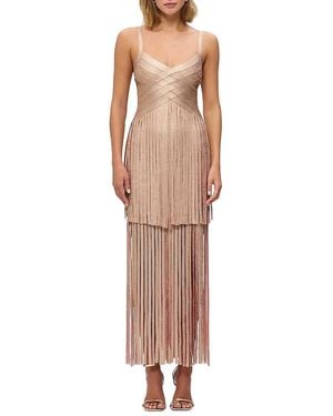 Hervé Léger Vivienne Metallic Fringed Maxi Dress