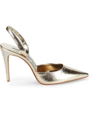 Karl Lagerfeld Caslynn Embellished Leather Court Shoes - Metallic