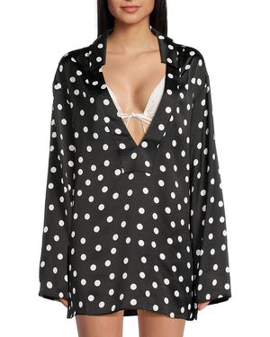 WeWoreWhat Polka Dot Caftan Shirtdress Cover-Up - Black