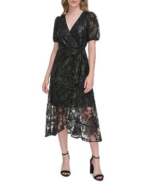 Kensie Floral Lace Midi Dress - Black