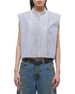 Helmut Lang Pinstripe Sleeveless Shirt - Blue