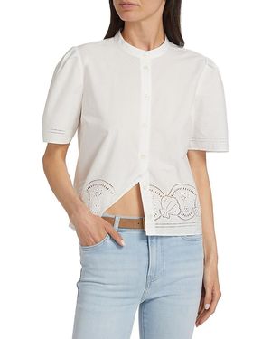 FRAME Embroidered Cotton Poplin Shirt - White