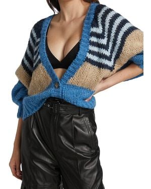 REMAIN Birger Christensen Esther Contrast Striped Cardigan - Blue