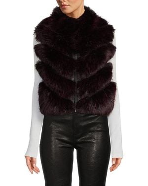 JS Boutique 'Reversible Quilted Faux Fur Vest - Black