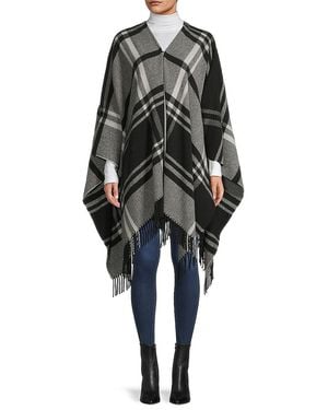 Saks Fifth Avenue Collection Plaid Wool Ruana - Black