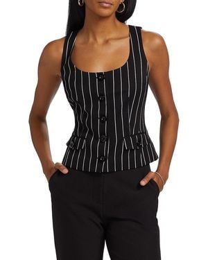 Toccin Georgia Pinstriped Button-front Top - Black