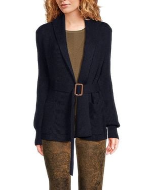 Bruno Magli Meino Wool Belted Cardigan - Black