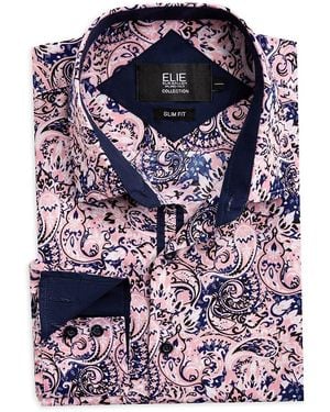 Elie Balleh Slim Fit Paisley Dress Shirt - Blue