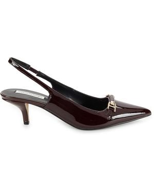 Saks Fifth Avenue Rosalyn 64Mm Leather Slingback Pumps - Brown