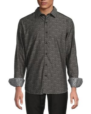 Robert Graham Stellman Cotton Button-Front Shirt - Grey