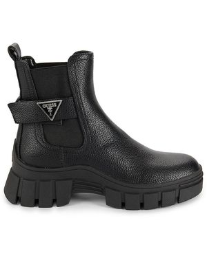 Guess Black Leather Boots Laces And Buckle Lyst UK