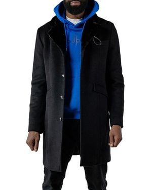 Woodpecker Faux Fur-Trim Wool Coat - Blue