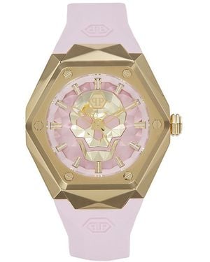 Philipp Plein The Skull Goldtone Stainless Steel Case & Silicone Strap Watch/40Mm - White