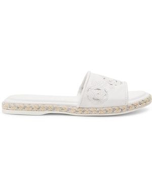 Karl Lagerfeld Ceala Leather Flat Sandals - White