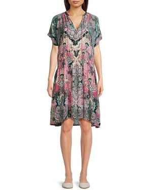 Johnny Was Thia Burnout Slip Dress - Red