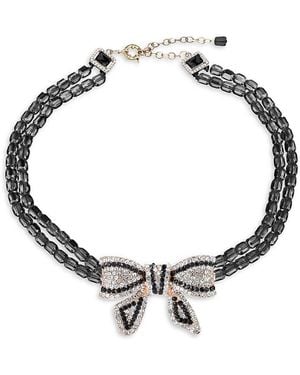 Eye Candy LA Statement Goldtone & Glass Crystal Bow Beaded Necklace - Metallic